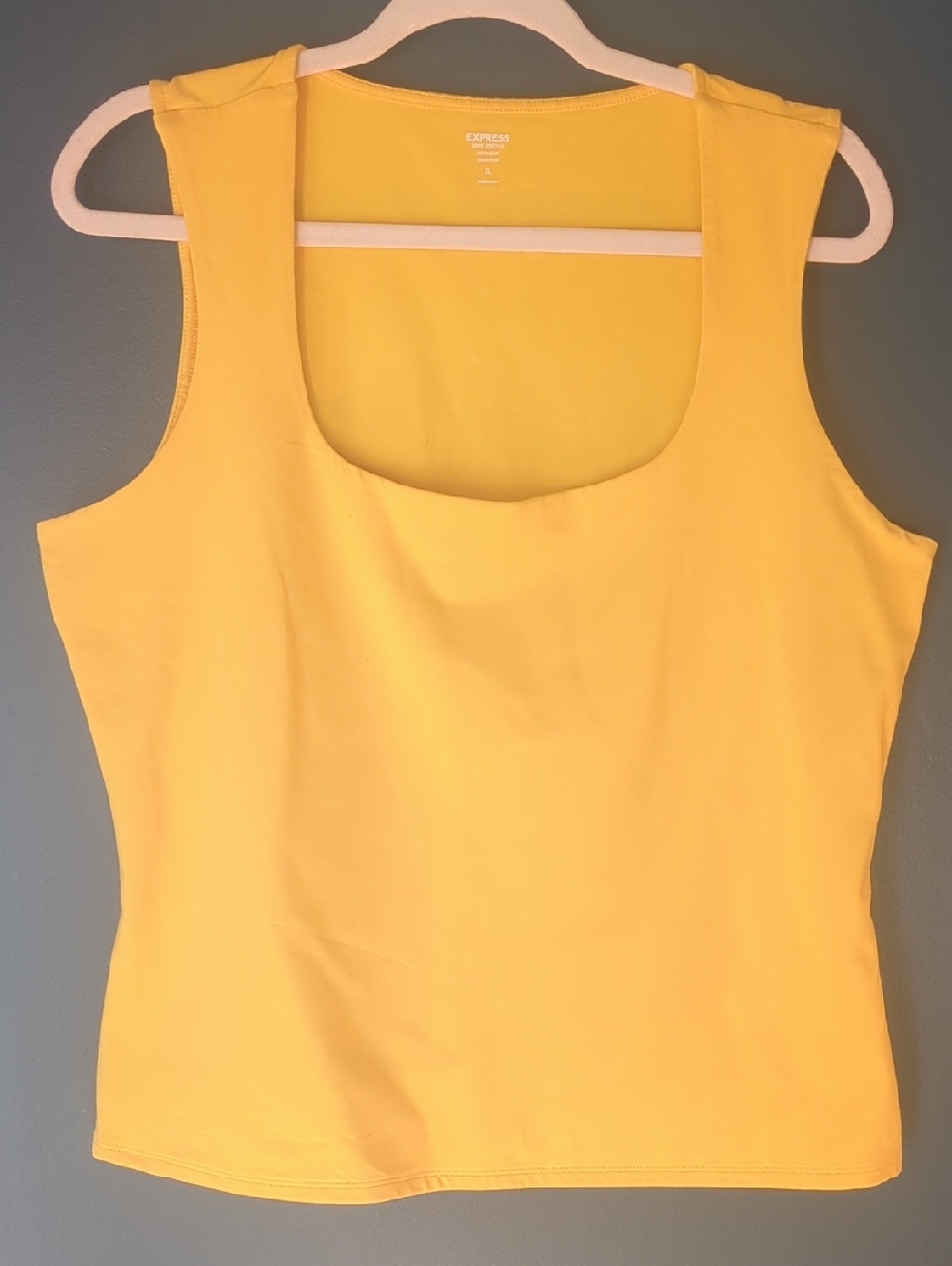 Express Yellow Square Neck BODY Contour tank XL
